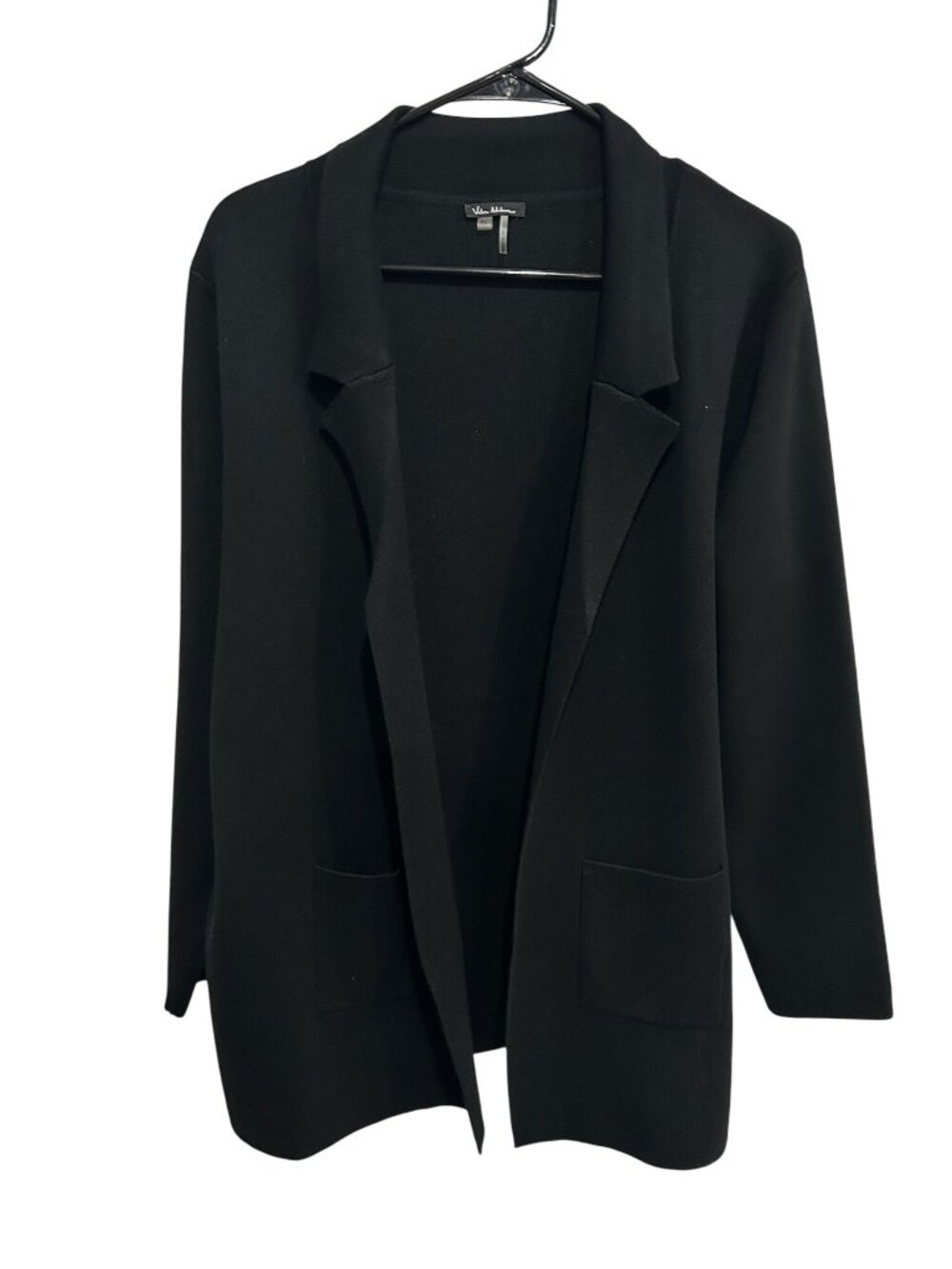 Vita Milano Women's Black Open Front Cardigan Pockets Size XL Minimalist Goth
